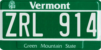 VT license plate ZRL914