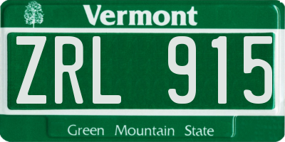VT license plate ZRL915
