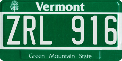 VT license plate ZRL916