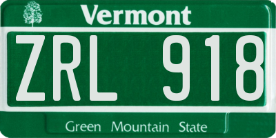 VT license plate ZRL918