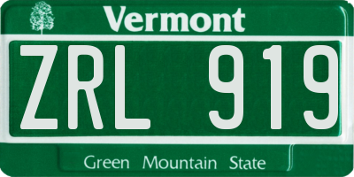 VT license plate ZRL919