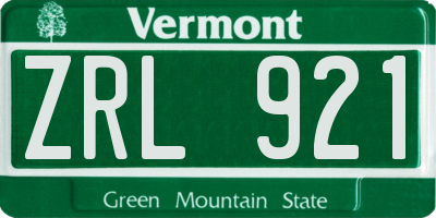 VT license plate ZRL921