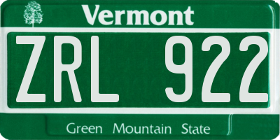 VT license plate ZRL922
