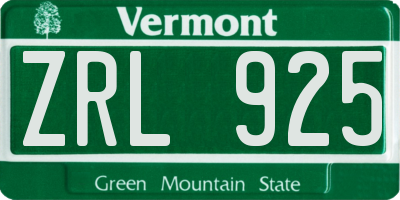 VT license plate ZRL925