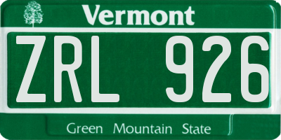 VT license plate ZRL926