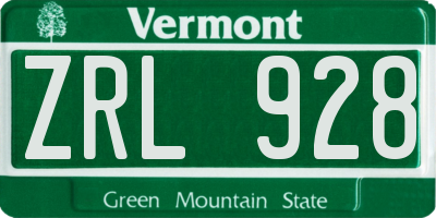 VT license plate ZRL928