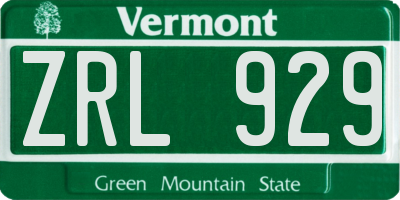 VT license plate ZRL929