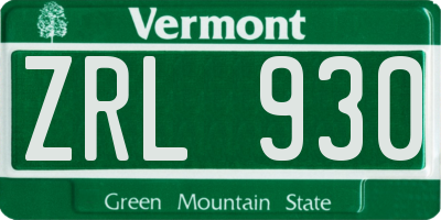 VT license plate ZRL930