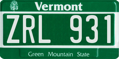 VT license plate ZRL931
