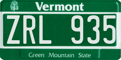 VT license plate ZRL935