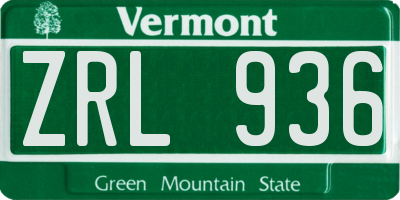 VT license plate ZRL936