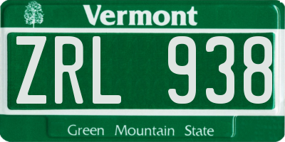 VT license plate ZRL938