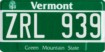 VT license plate ZRL939