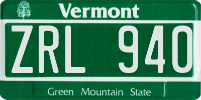 VT license plate ZRL940