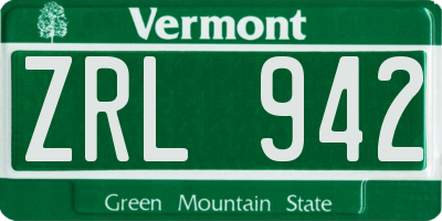 VT license plate ZRL942