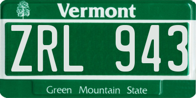 VT license plate ZRL943