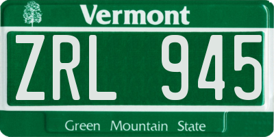 VT license plate ZRL945