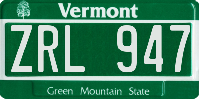 VT license plate ZRL947