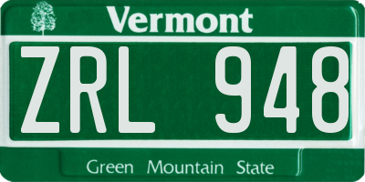 VT license plate ZRL948