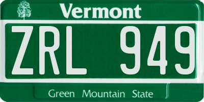 VT license plate ZRL949