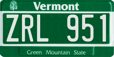 VT license plate ZRL951