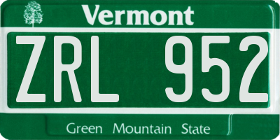 VT license plate ZRL952