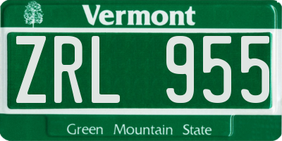 VT license plate ZRL955