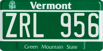VT license plate ZRL956