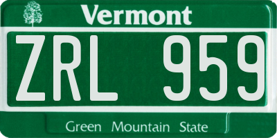 VT license plate ZRL959