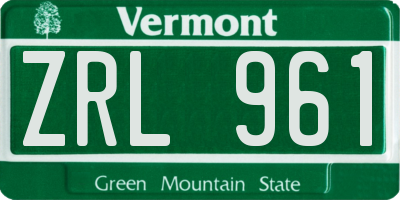 VT license plate ZRL961