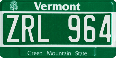 VT license plate ZRL964