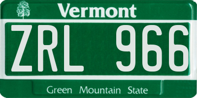 VT license plate ZRL966