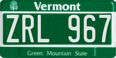 VT license plate ZRL967