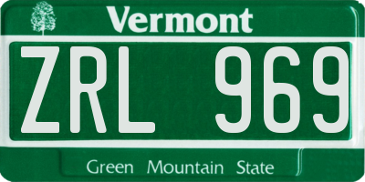 VT license plate ZRL969