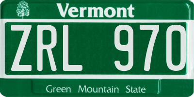 VT license plate ZRL970