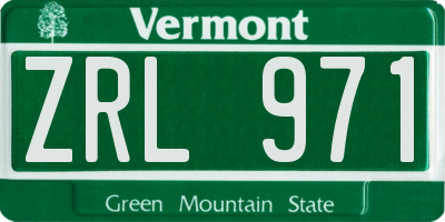 VT license plate ZRL971