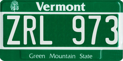 VT license plate ZRL973