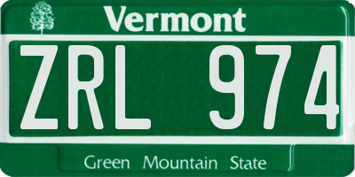 VT license plate ZRL974