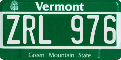 VT license plate ZRL976