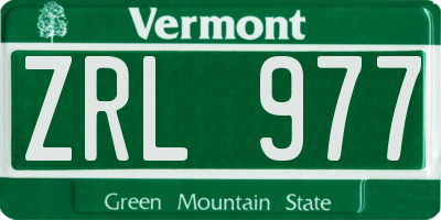 VT license plate ZRL977