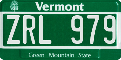 VT license plate ZRL979