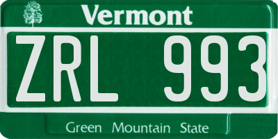 VT license plate ZRL993