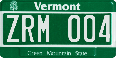 VT license plate ZRM004