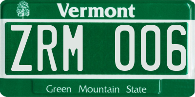VT license plate ZRM006