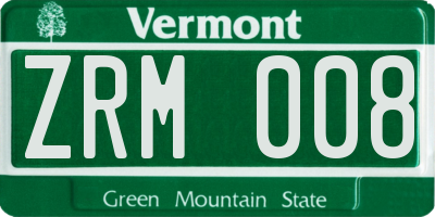 VT license plate ZRM008