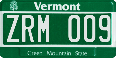 VT license plate ZRM009