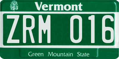 VT license plate ZRM016