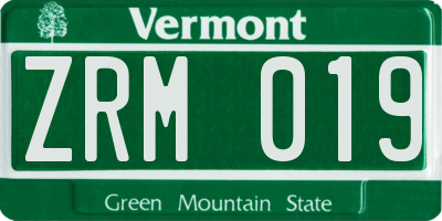 VT license plate ZRM019