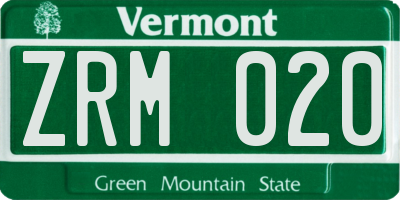 VT license plate ZRM020