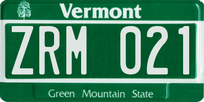 VT license plate ZRM021